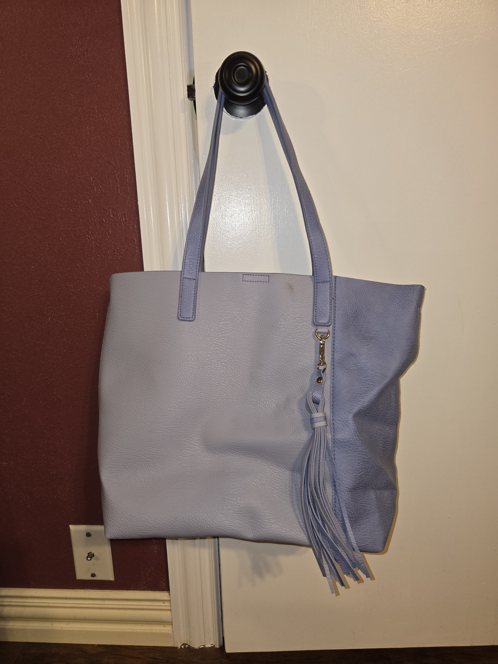 Lavender Blue Tassel Tote Bag - Women's Shoulder Tote